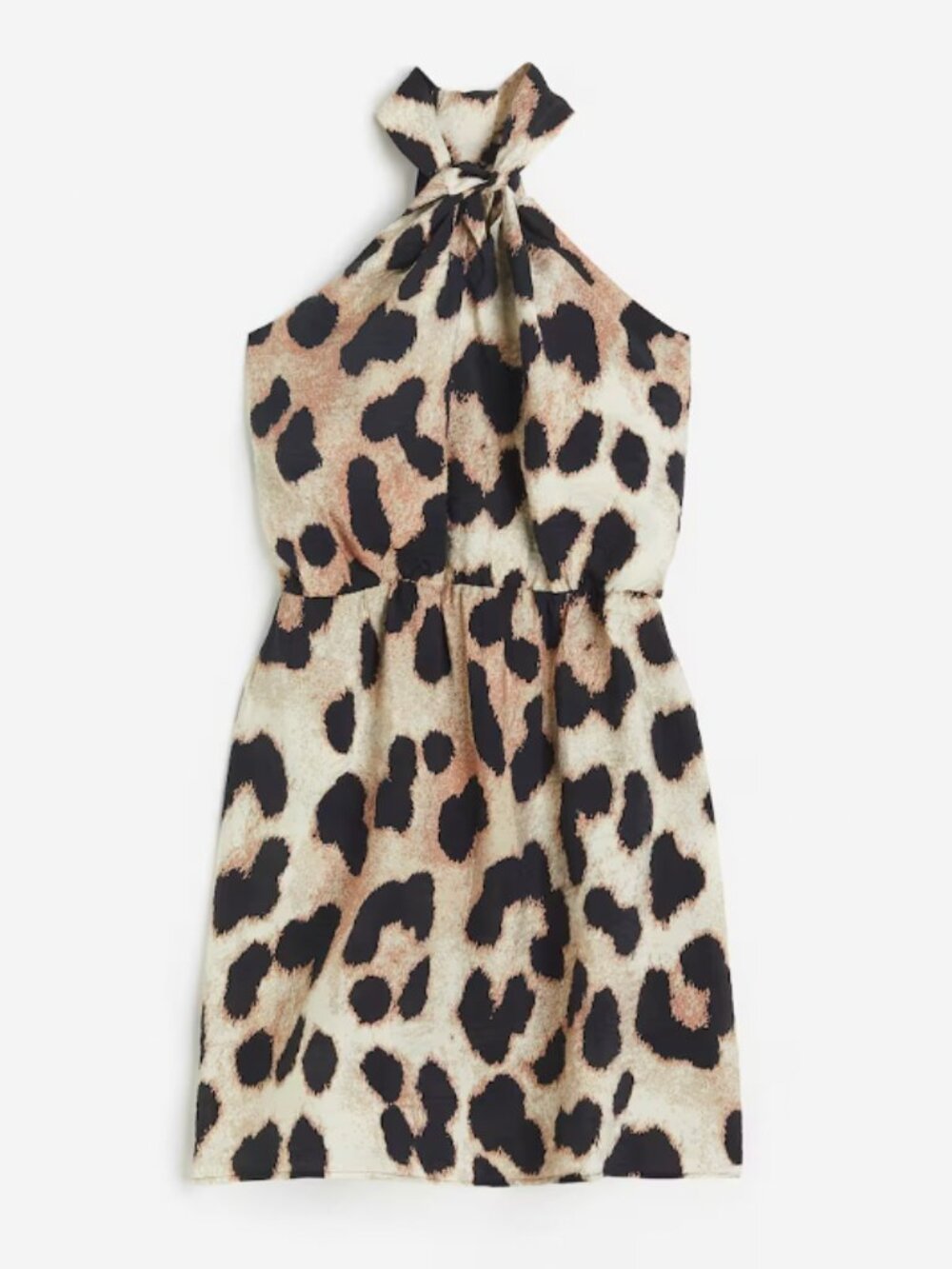 H&M Leopard Print Animal Print Halter Neck Mini Dress Size XL NWT